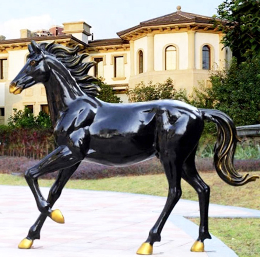 black resin horse sculpture