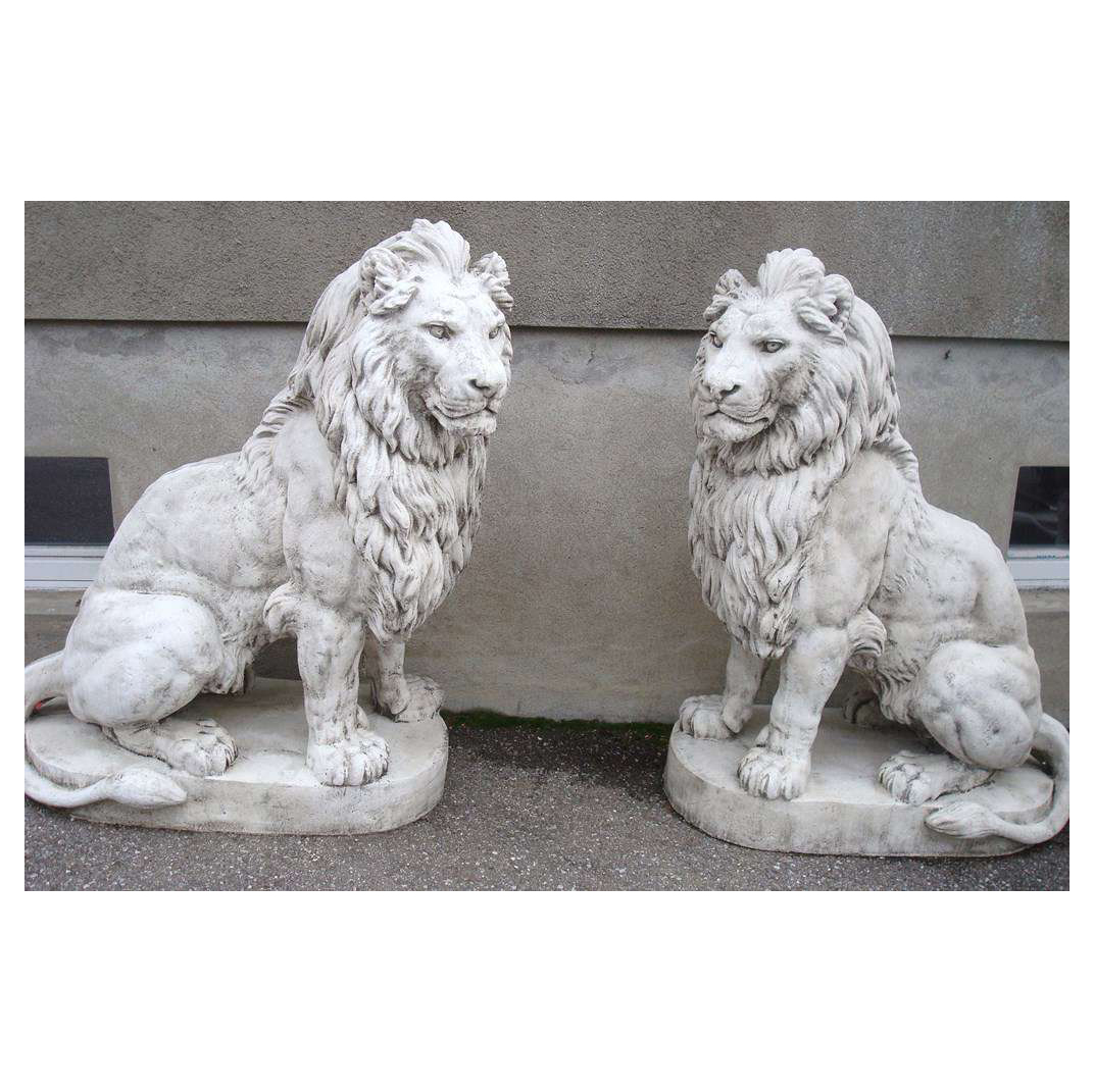 fiberglass Animal statue life size sitting lion statue