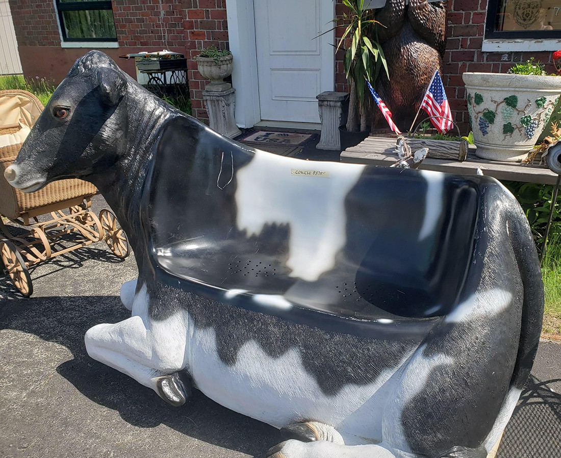 Cow bench sculpture