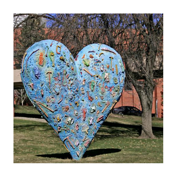 Fiberglass blue heart statue