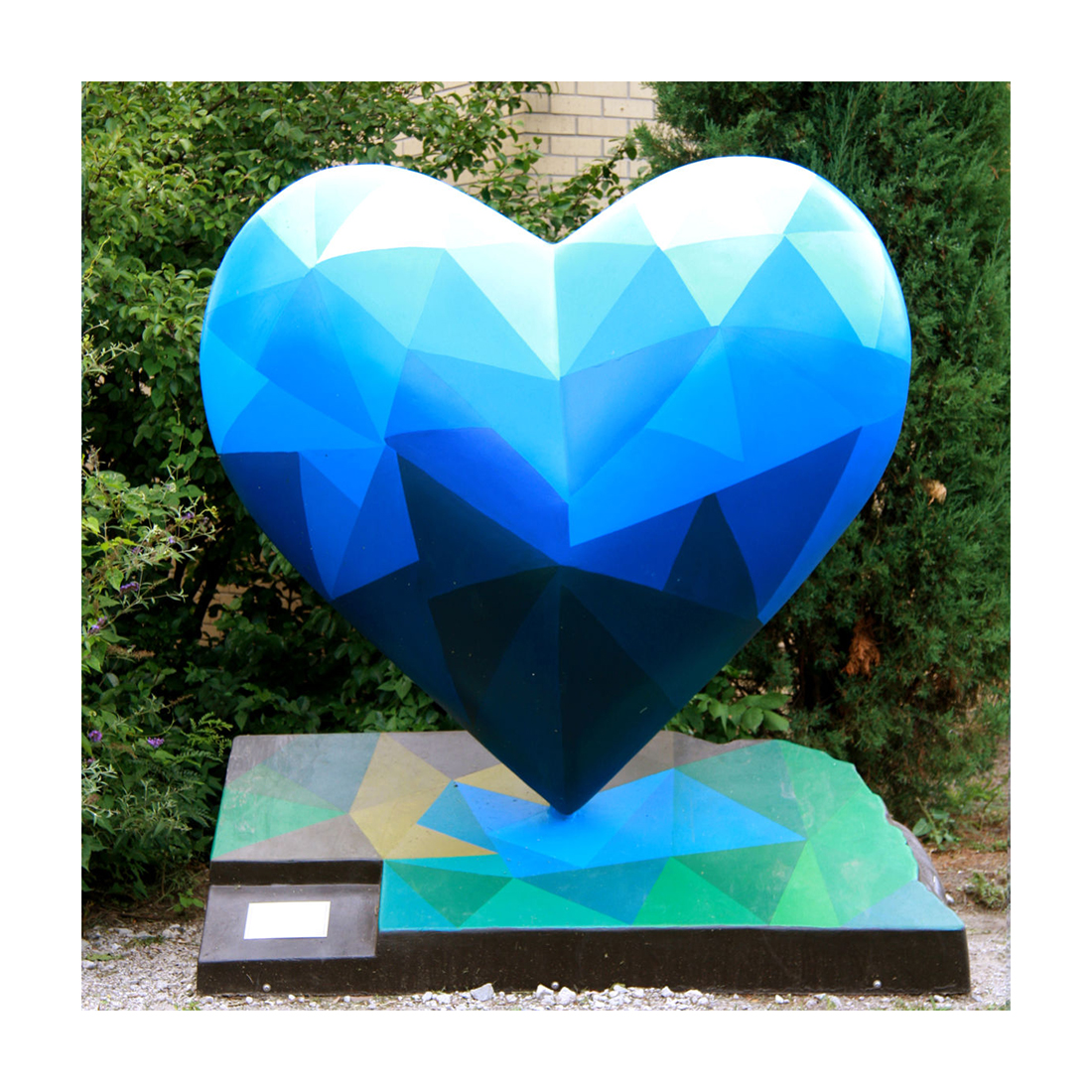 Blue heart statue fiberglass