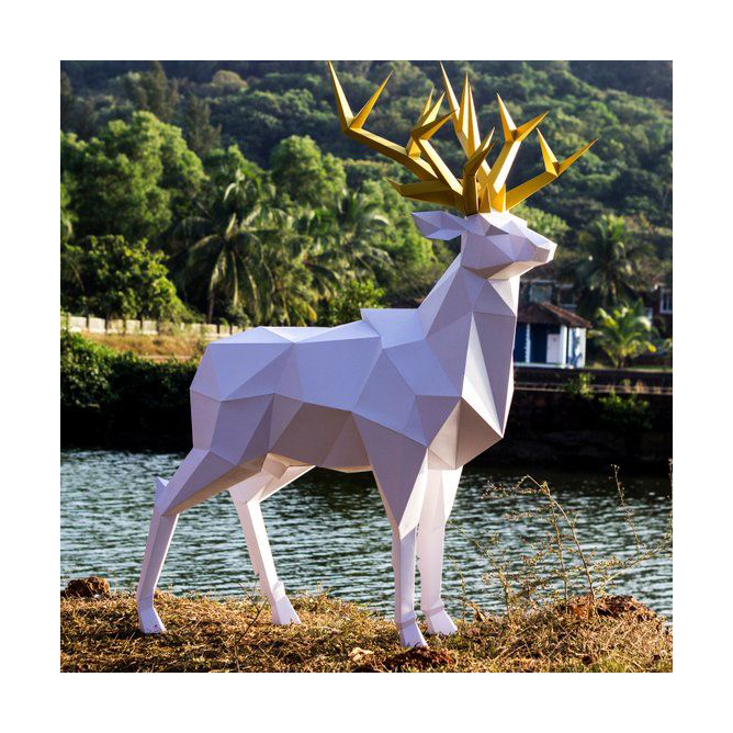 White deer fiberglass statue