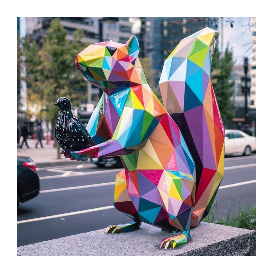 Squirrel colorful fiberglass statue