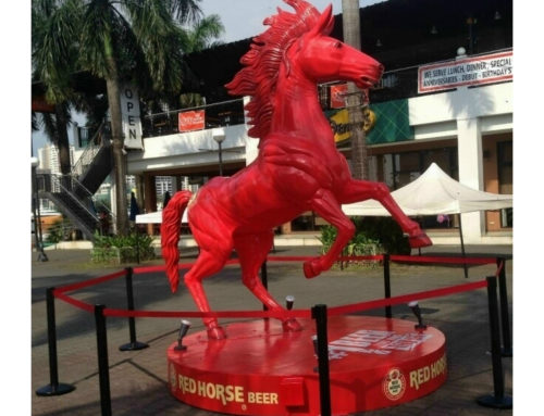 Standing red horse fiberglass