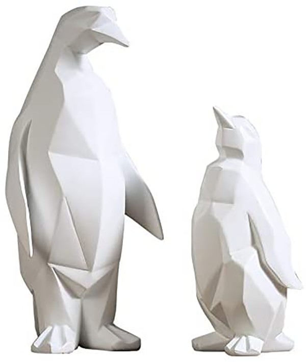geometric sculpture Penguin sculpture with baby