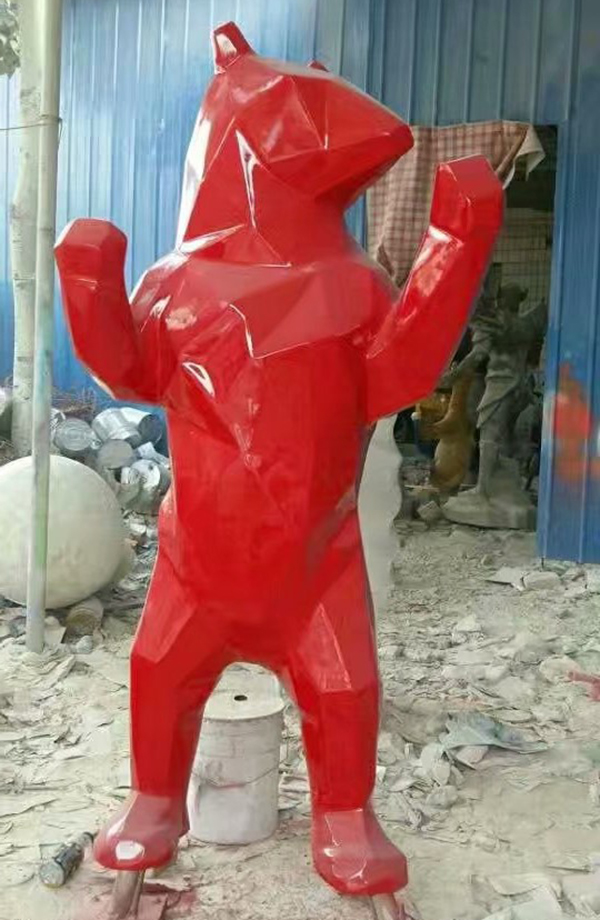 Red bear sculpture