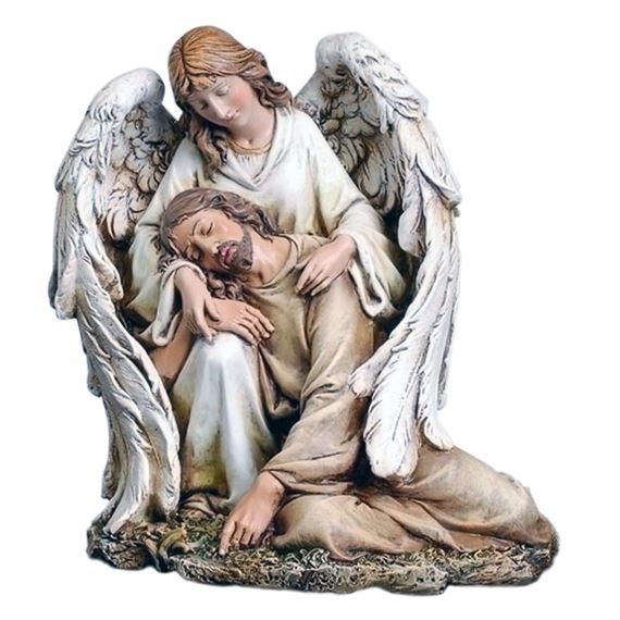 Large angel statue with jesus