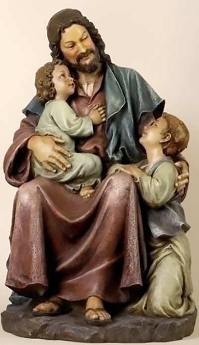 Resin god statue with children