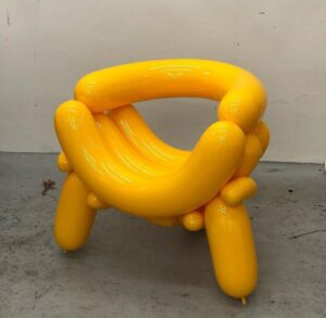 Chair creative design yellow fiberglass statue
