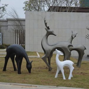 Abstract deer fiberglass sculpture Living size animal lawn ornament 1