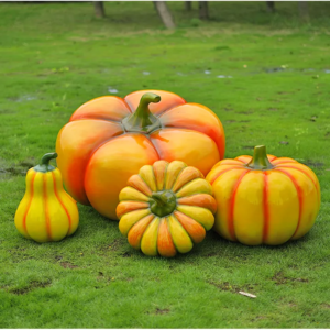 Colorful Life Size pumpkin fiberglass sculpture Vegetable Pumpkin Halloween decorations 1