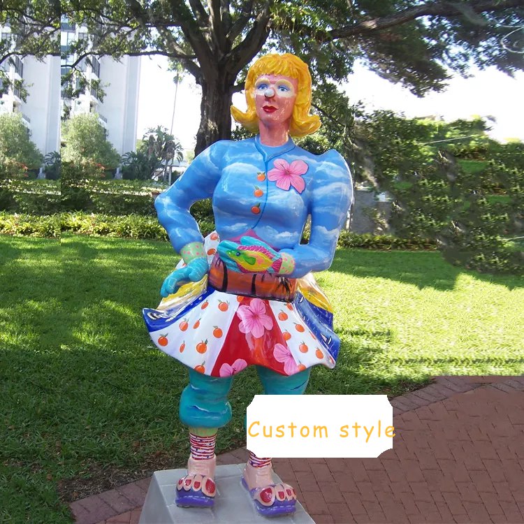 Colorful cartoon art garden decor sculpture fiberglass cartoon figure clown statue