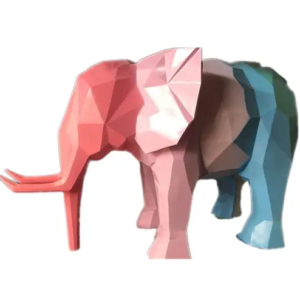 Colorful geometric elephant life-size animal interior decoration