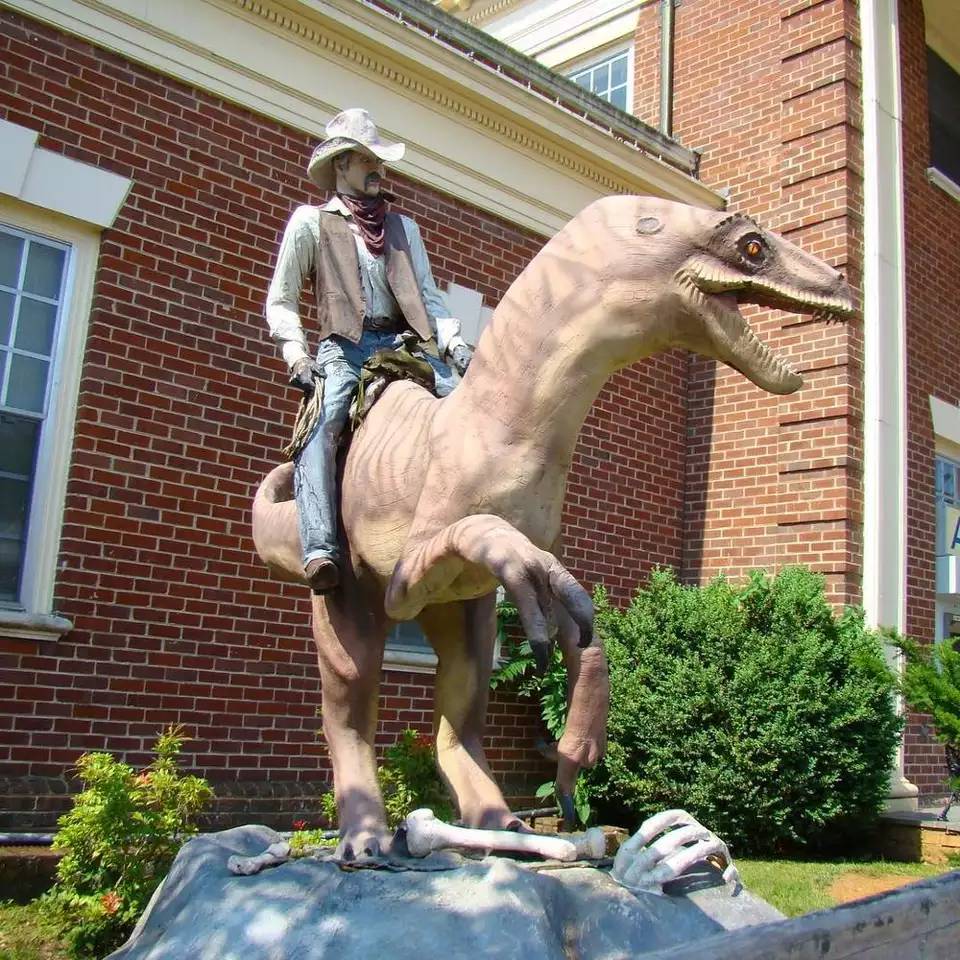 Dinosaur Park Outdoor fiberglass sculpture customized home style life size resin cowboy statue
