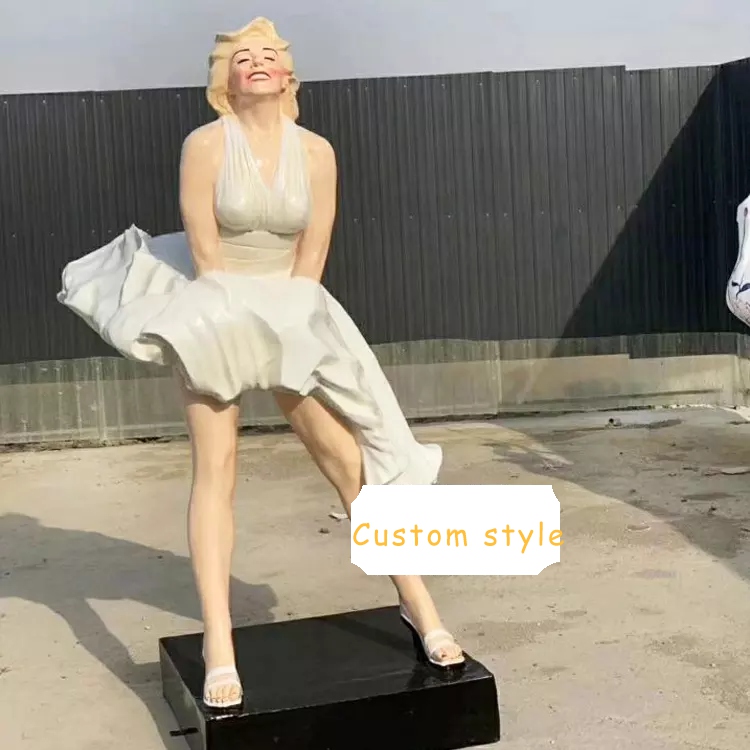 Famous movie character Custom Life Size Fiberglass Sexy Woman Sculpture Resin Marilyn Monroe Statue