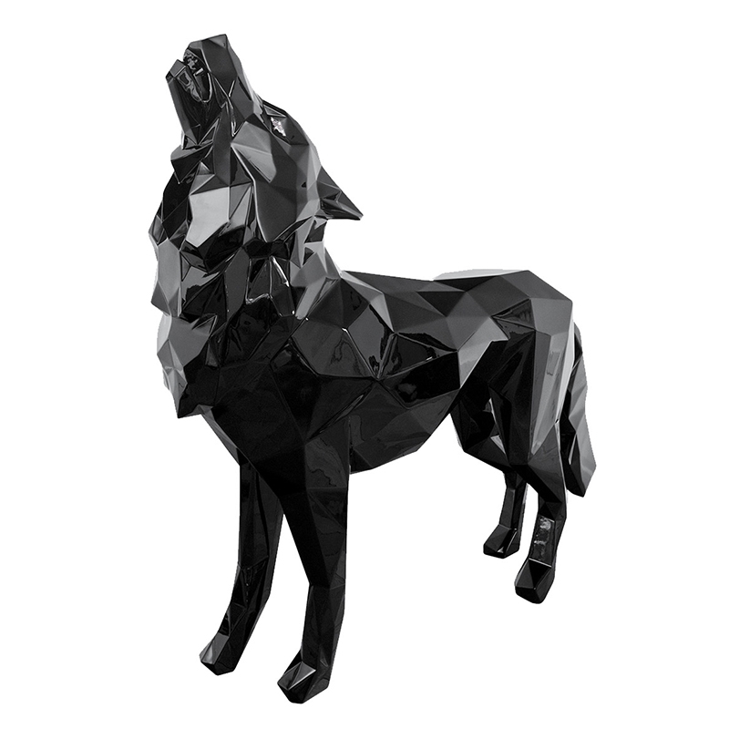 black wolf fiberglass sculpture