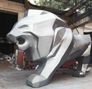 Geometry Peugeot Lion sculpture fiberglass animal sculptures