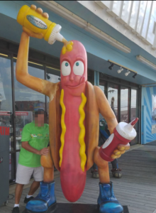 Hot Dog fiberglass sculpture life-size outdoor shop design