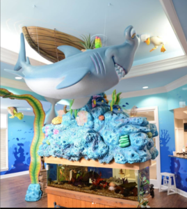 Marine style Shark fiberglass sculpture life-size indoor design