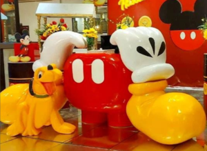 Mickey inspired themed table fiberglass sculptures Shopping mall shop decoration