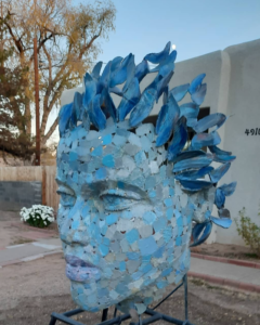 Modern sense abstract human face fiberglass sculpture 1
