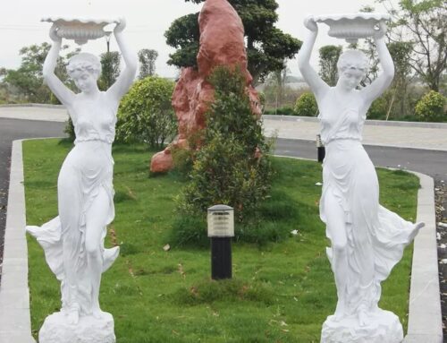 Park garden life size fiberglass lady sculpture resin woman statue lawn flower pot decor