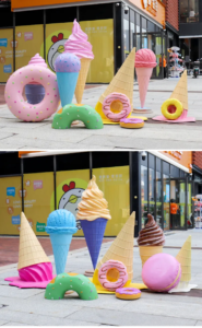 Pink Doughnuts Shop Large Donut Statue Fiberglass Sculpture lawn decor 1