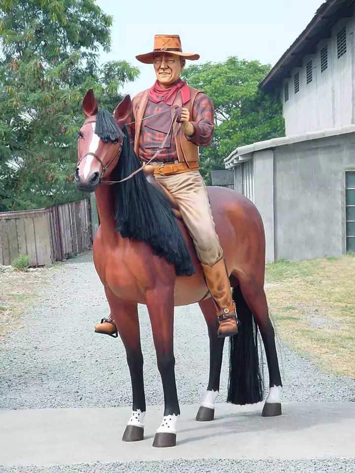 Real fiberglass environment decoration for horse farm customized home style life size resin cowboy statue