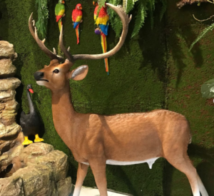 Realistic deer family fiberglass sculptures interior forest style art 2