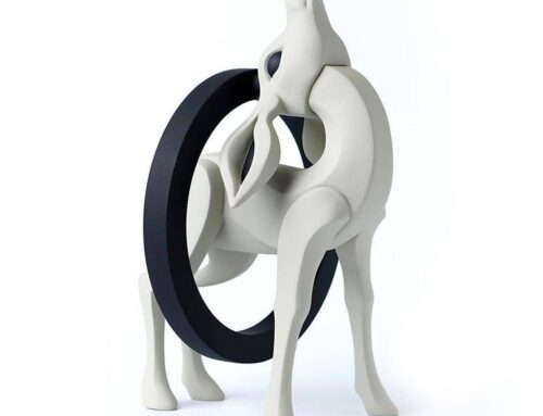 Simple Ring white Sika Deer fiberglass art decoration