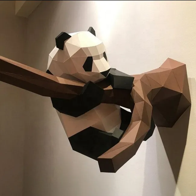 Wall sculpture geometric panda resin interior decoration