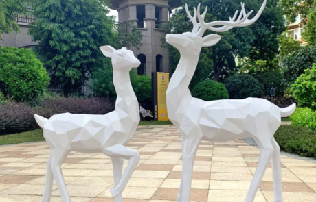 White Community geometric deer Resin sculpture