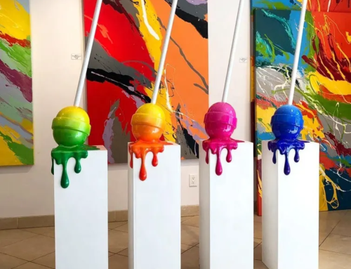Exhibition decoration series colorful fiberglass melty Lollipop Sculpture food art