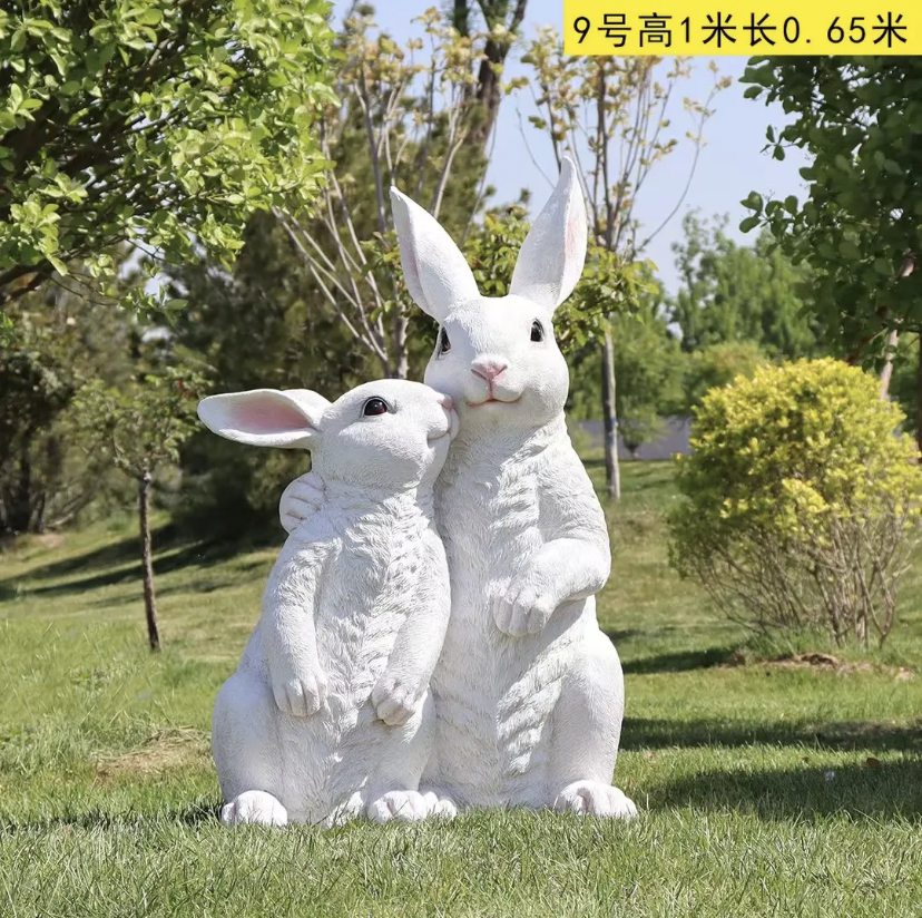 resin animal sculpture life size rabbit (2)
