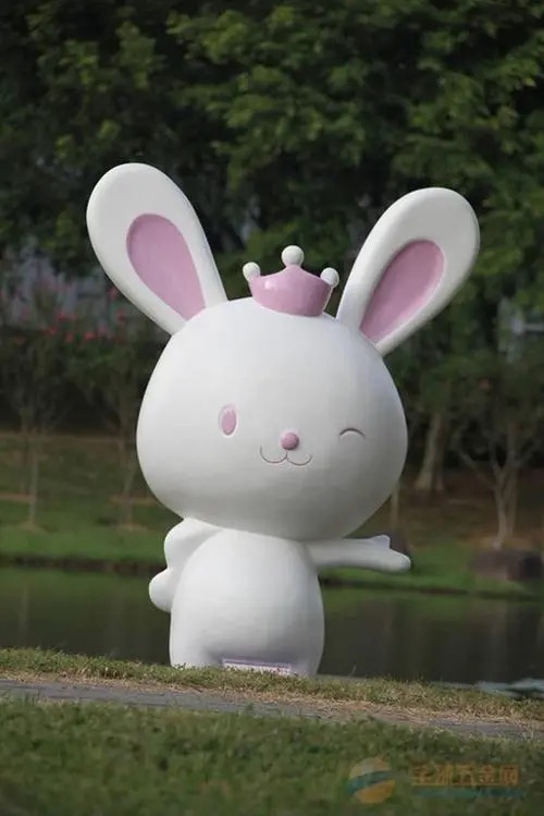 white fiberglass rabbit sculpture