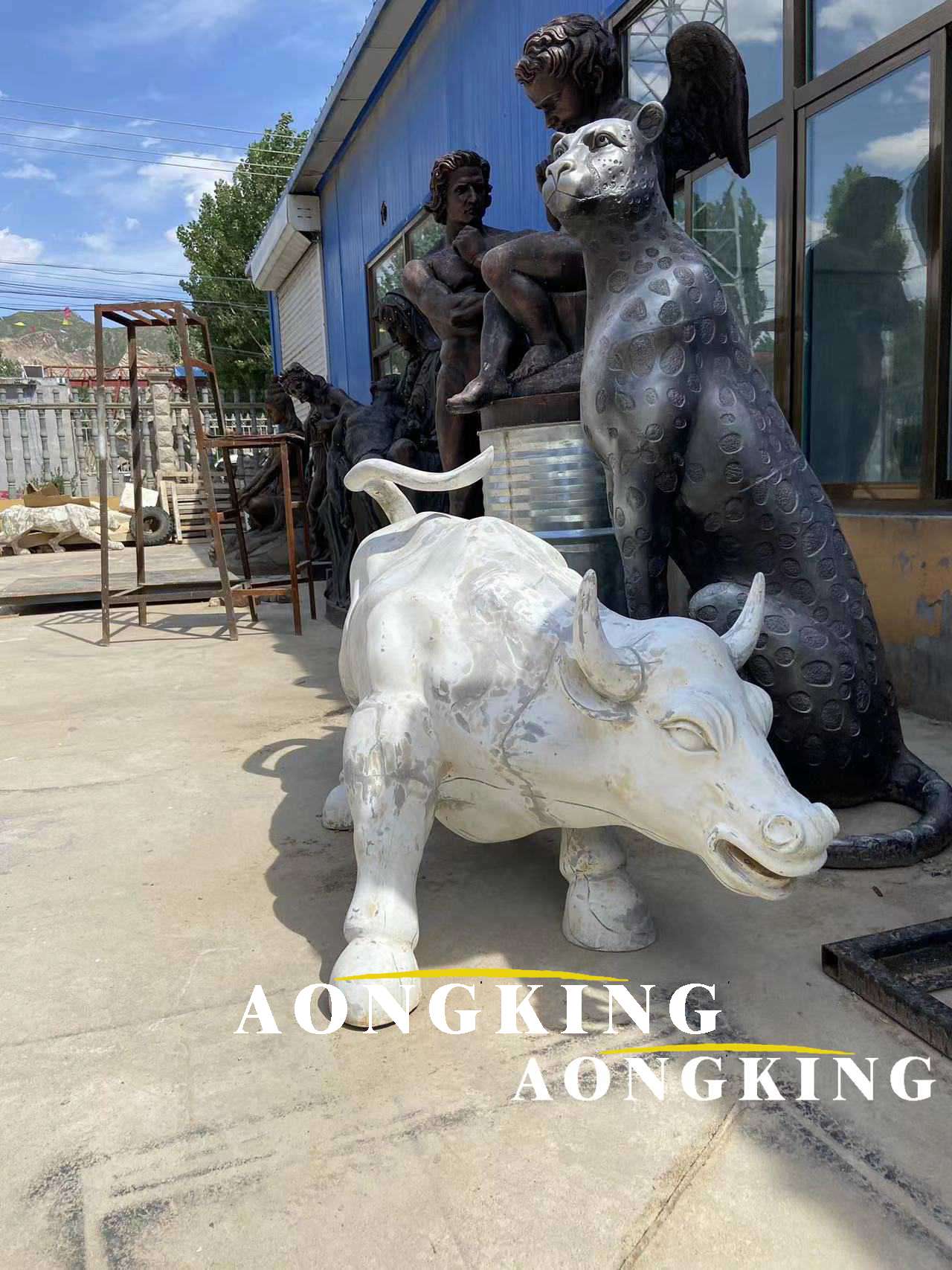 Charging Bull resin sculpture