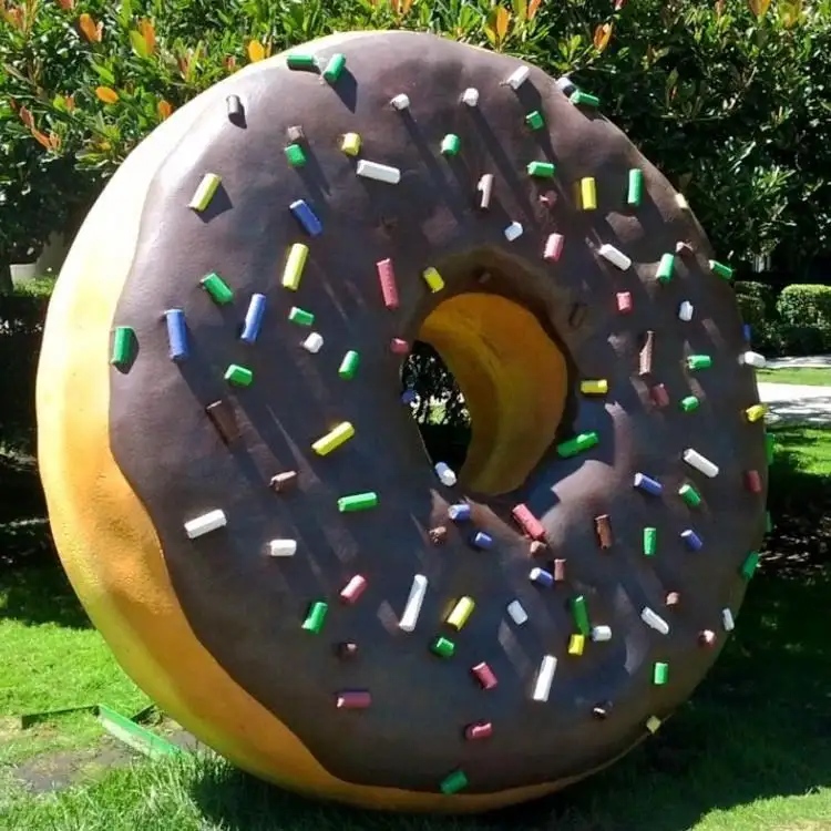 Artificial life size fiberglass doughnut donuts sweet buns statue for sale