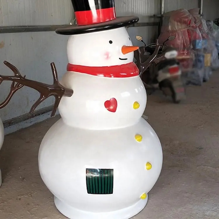China Big Factory Good Price Christmas decor Fiberglass snowman statue sculpture2