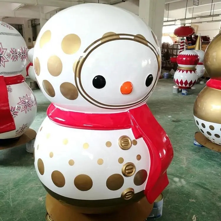 China Big Factory Good Price Christmas decor Fiberglass snowman statue sculpture4