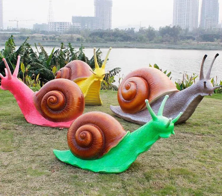 Colorful animal garden kindergarten decoration large garden resin craft animal snail statue decoration (1)