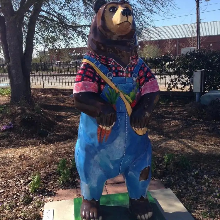 Creative graffiti fiberglass animal resin standing bear sculpture (2)
