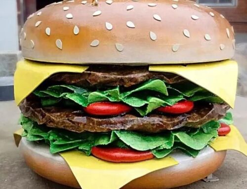 Custom food sculpture large fiberglass hamburger sculpture