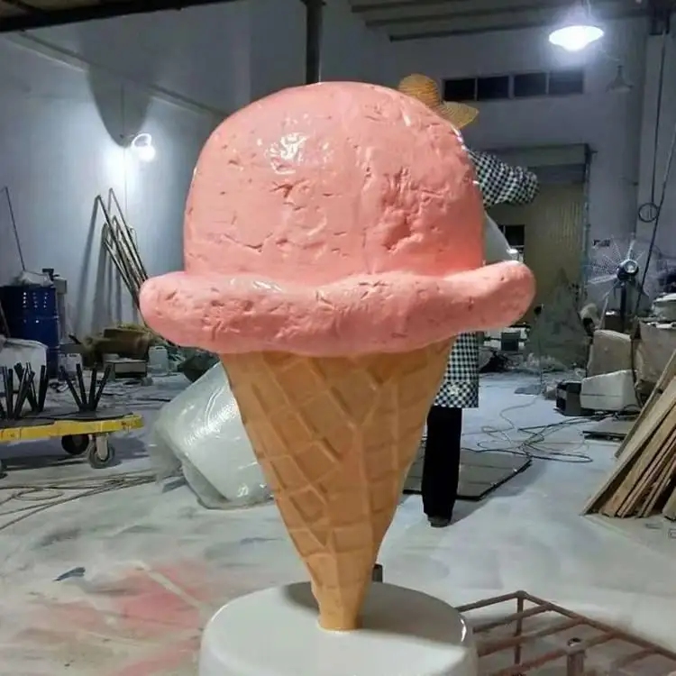Dessert station shop art ornaments decoration giant resin ice cream cone sculpture (2)
