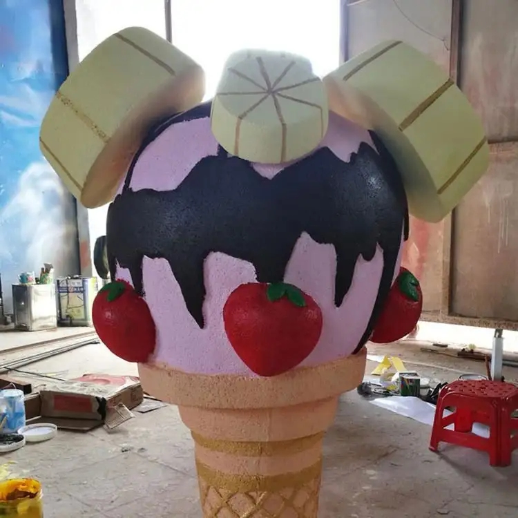 Dessert station shop art ornaments decoration giant resin ice cream cone sculpture (4)