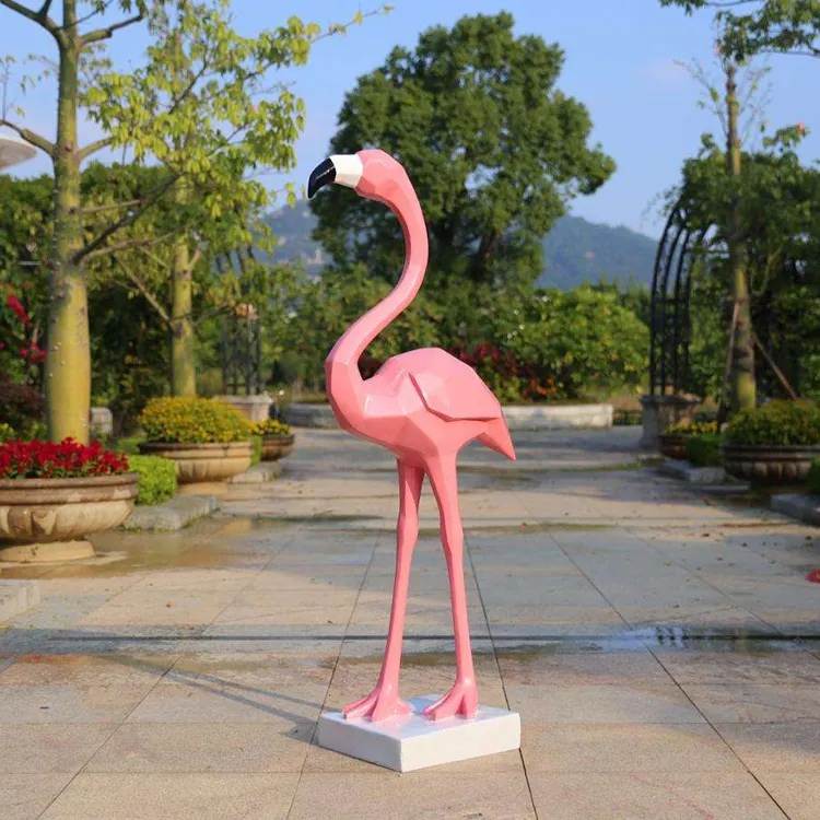 Factory direct sale garden decor pink bird life size fiberglass flamingo statue (1)