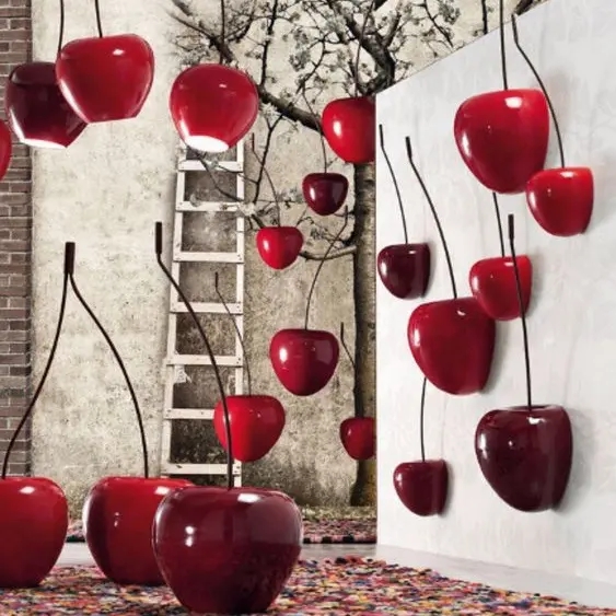 Fruit Art Creative Red Cherry Garden Fiberglass Fruit Metal Cherry Sculpture For Sale (4)