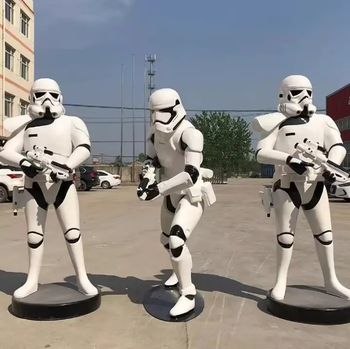 Hot Selling Custom TV Movie Character Sculpture Spot Stormtrooper Character Fiberglass Life Size Statue For Sale3