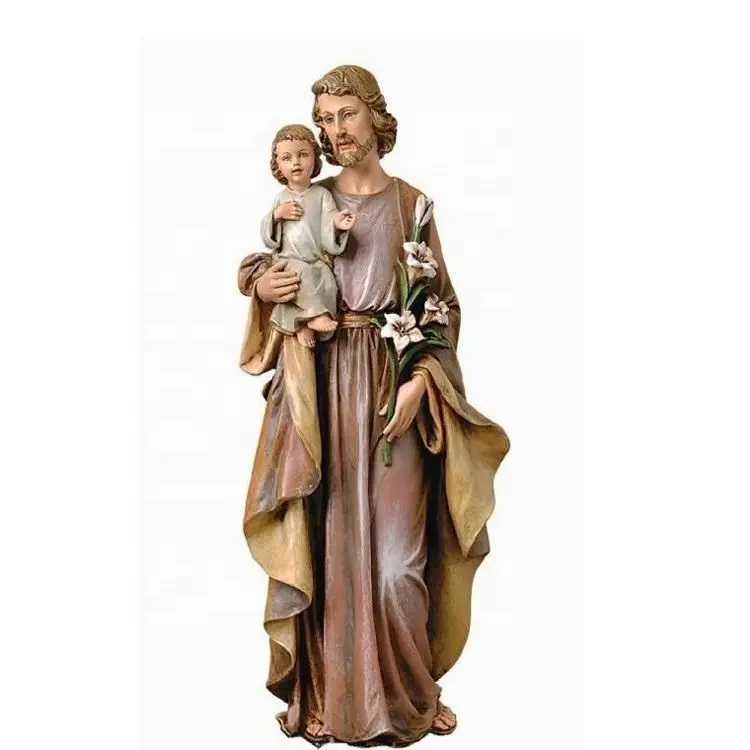 Manufactory Wholesale Artificial religious catholic figure fiberglass Saint Joseph statue (3)