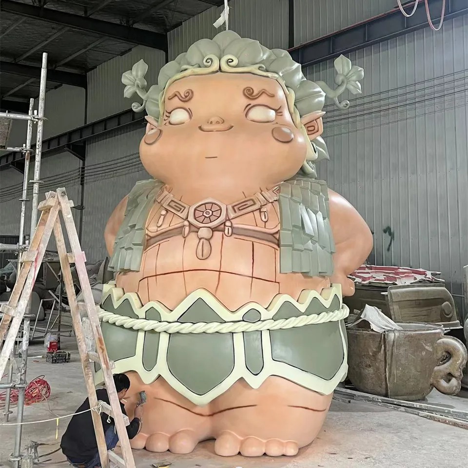 Manufacturer custom cute fairy tale figure fiberglass statue large shopping mall decorative sculpture (1)