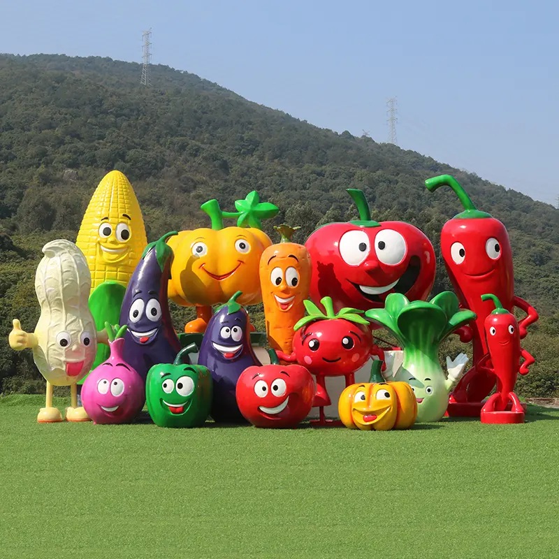 Many types of fruit and vegetable cartoon image Factory direct sale high quality outdoor large modern fiberglass fruit sculpture (2)
